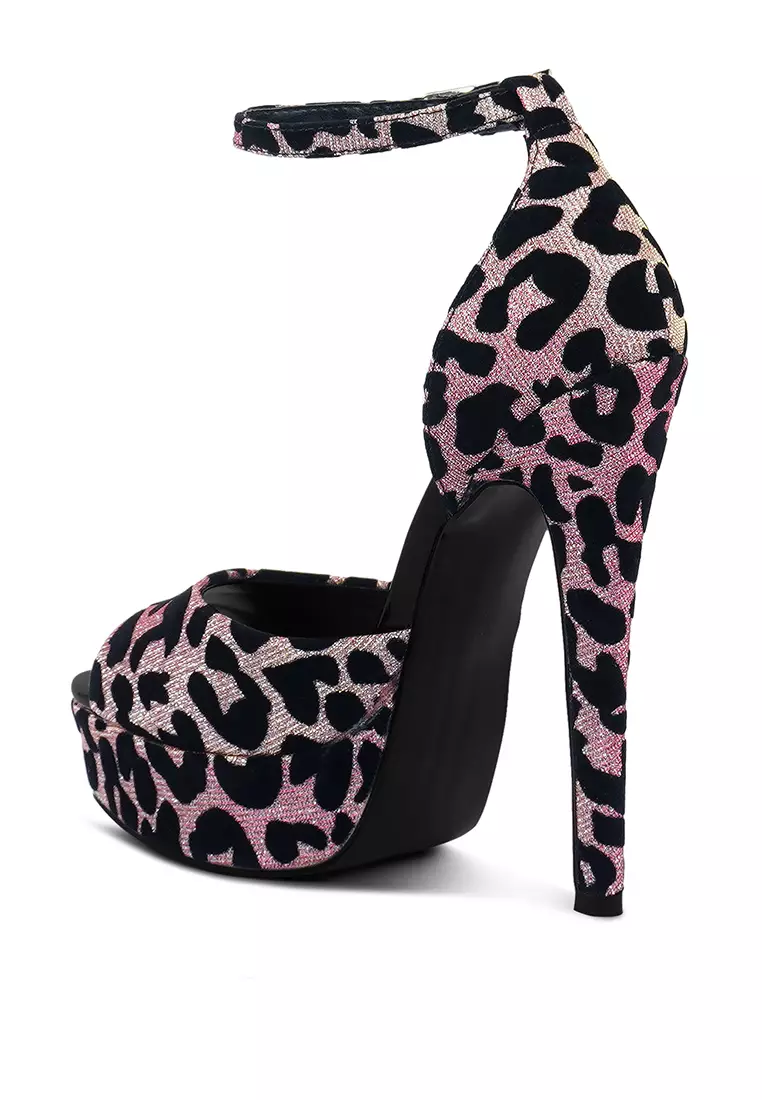 Rag & CO. Pink Printed Peep toe High Heeled Sandal