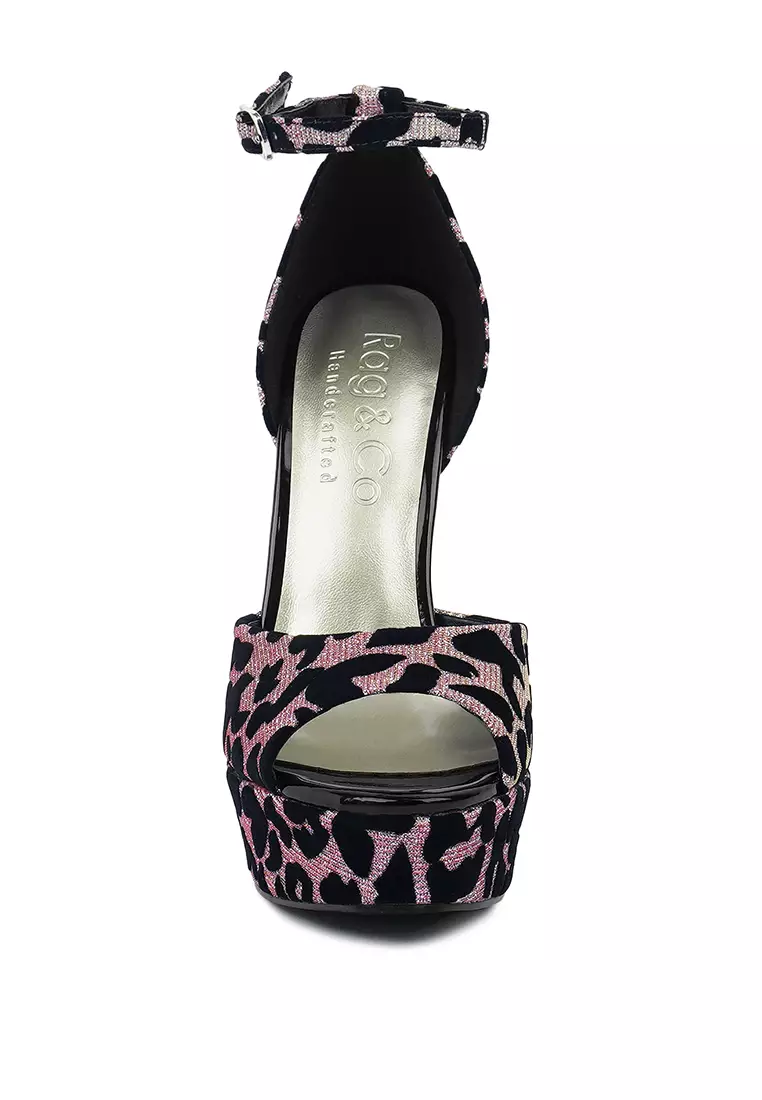 Rag & CO. Pink Printed Peep toe High Heeled Sandal