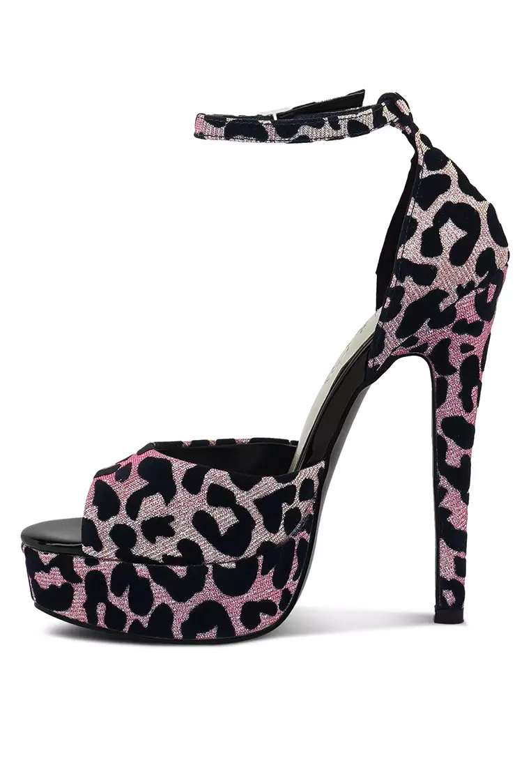 Rag & CO. Pink Printed Peep toe High Heeled Sandal