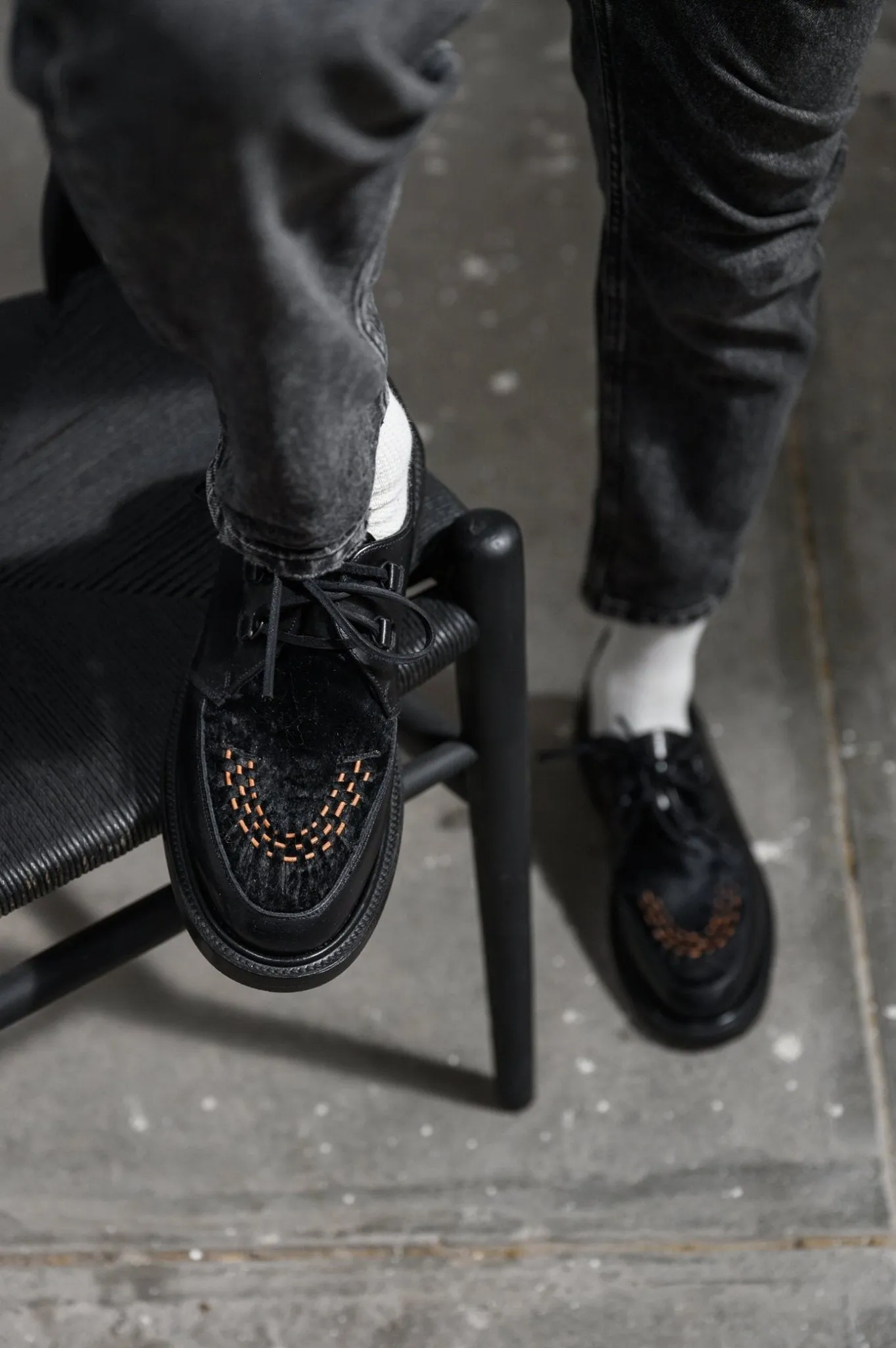 Rango Creepers Black Hair on Calf Skin