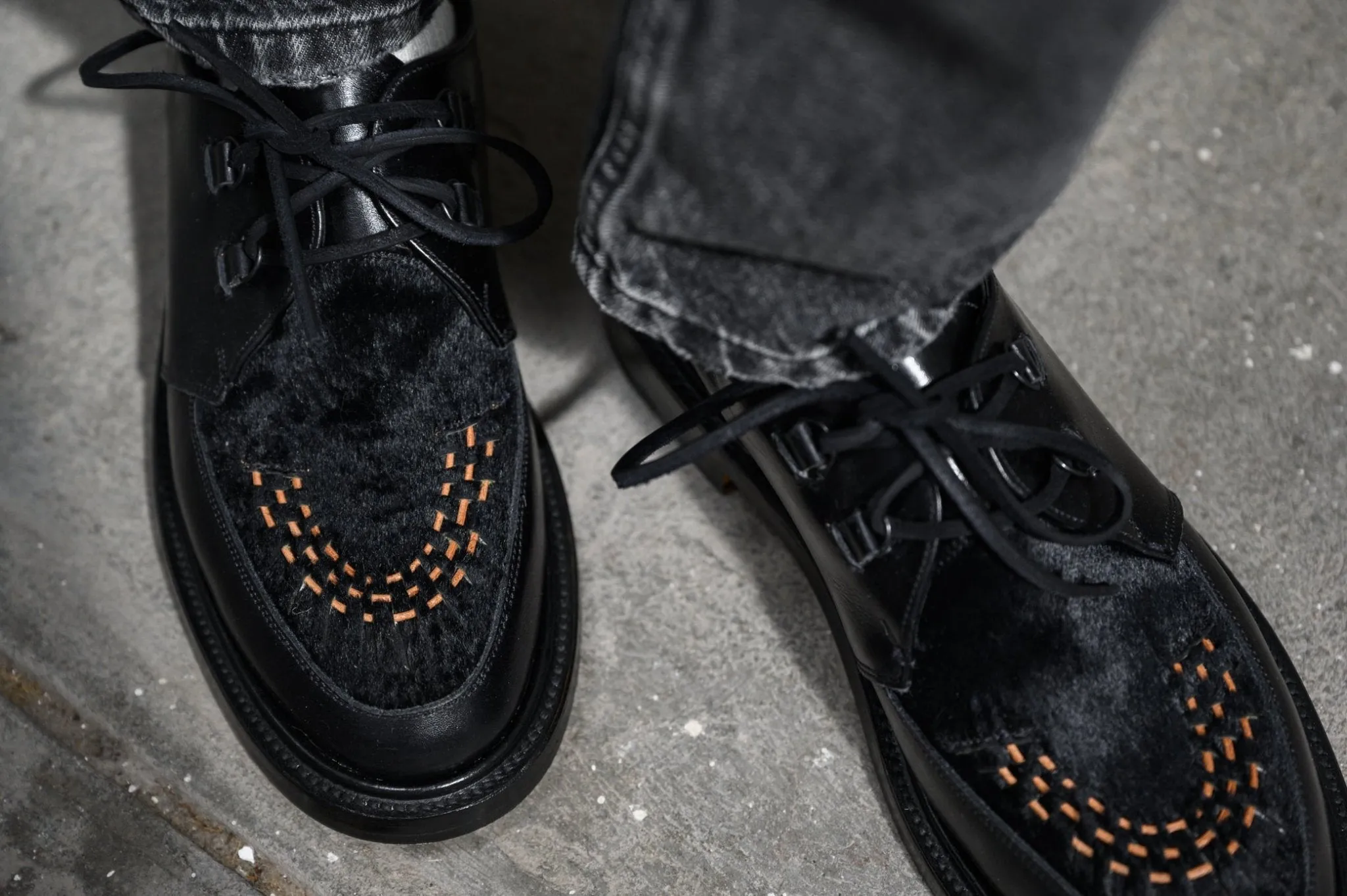 Rango Creepers Black Hair on Calf Skin