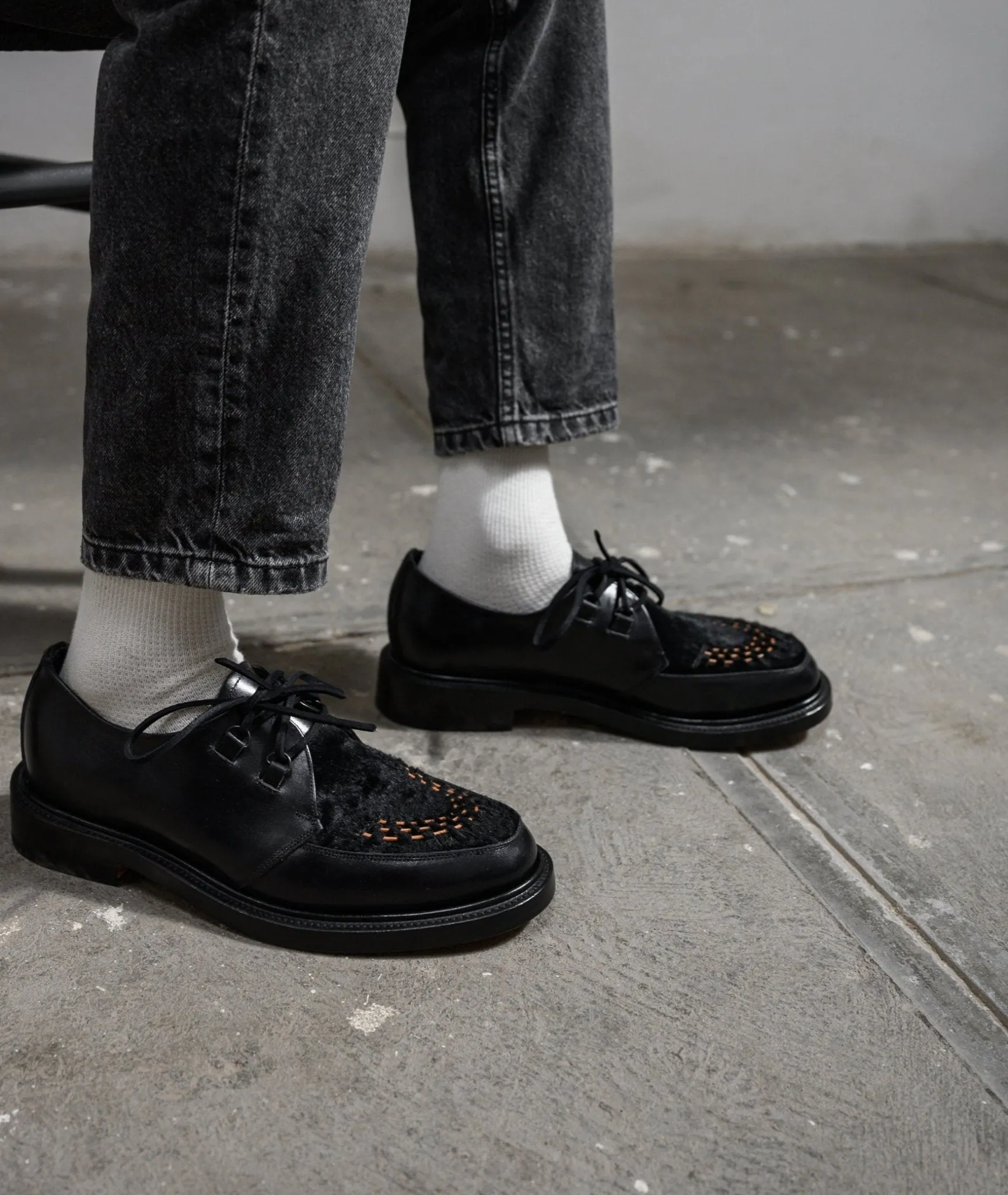 Rango Creepers Black Hair on Calf Skin