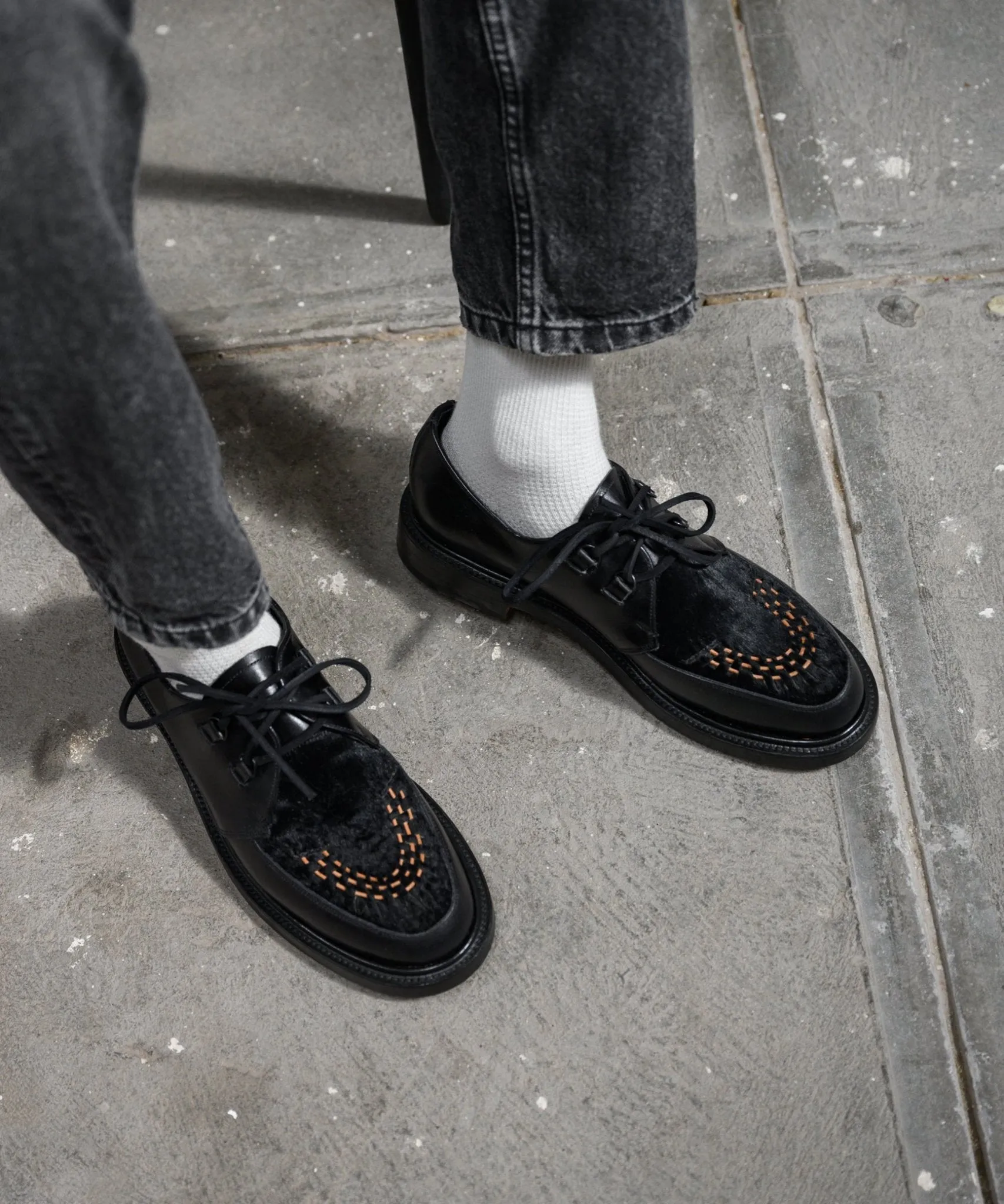 Rango Creepers Black Hair on Calf Skin