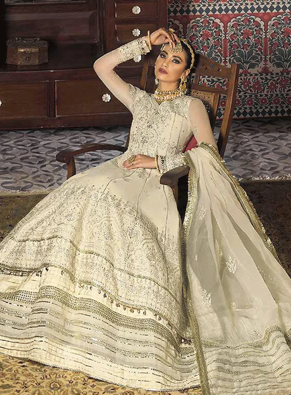 Rasm By Asim Jofa Embroidered Organza Unstitched 3 Piece Suit - AJ22RW AJR15