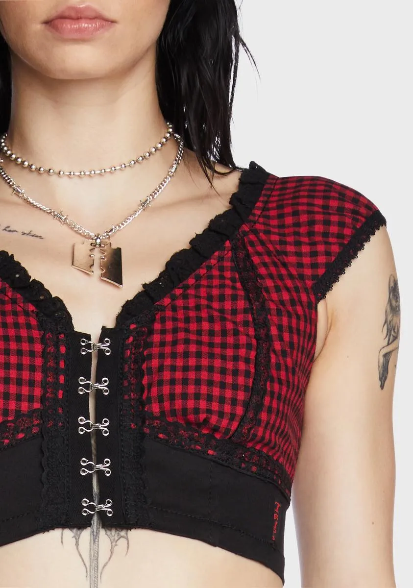 Red And Black Bo Peep Crop Top-