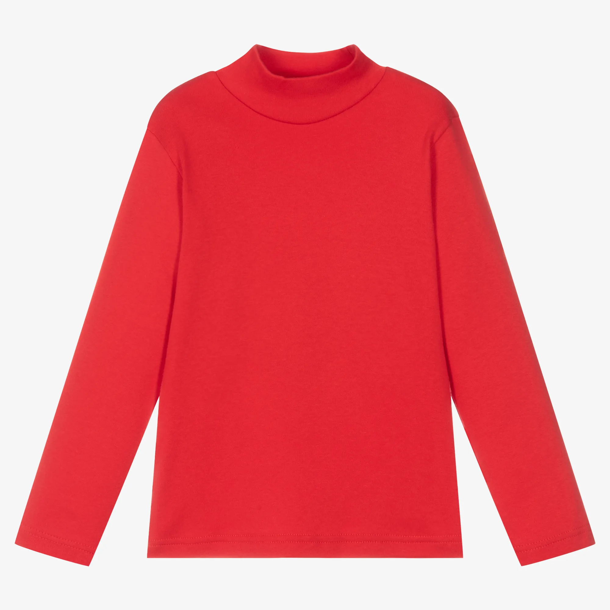 Red Cotton Turtleneck Top