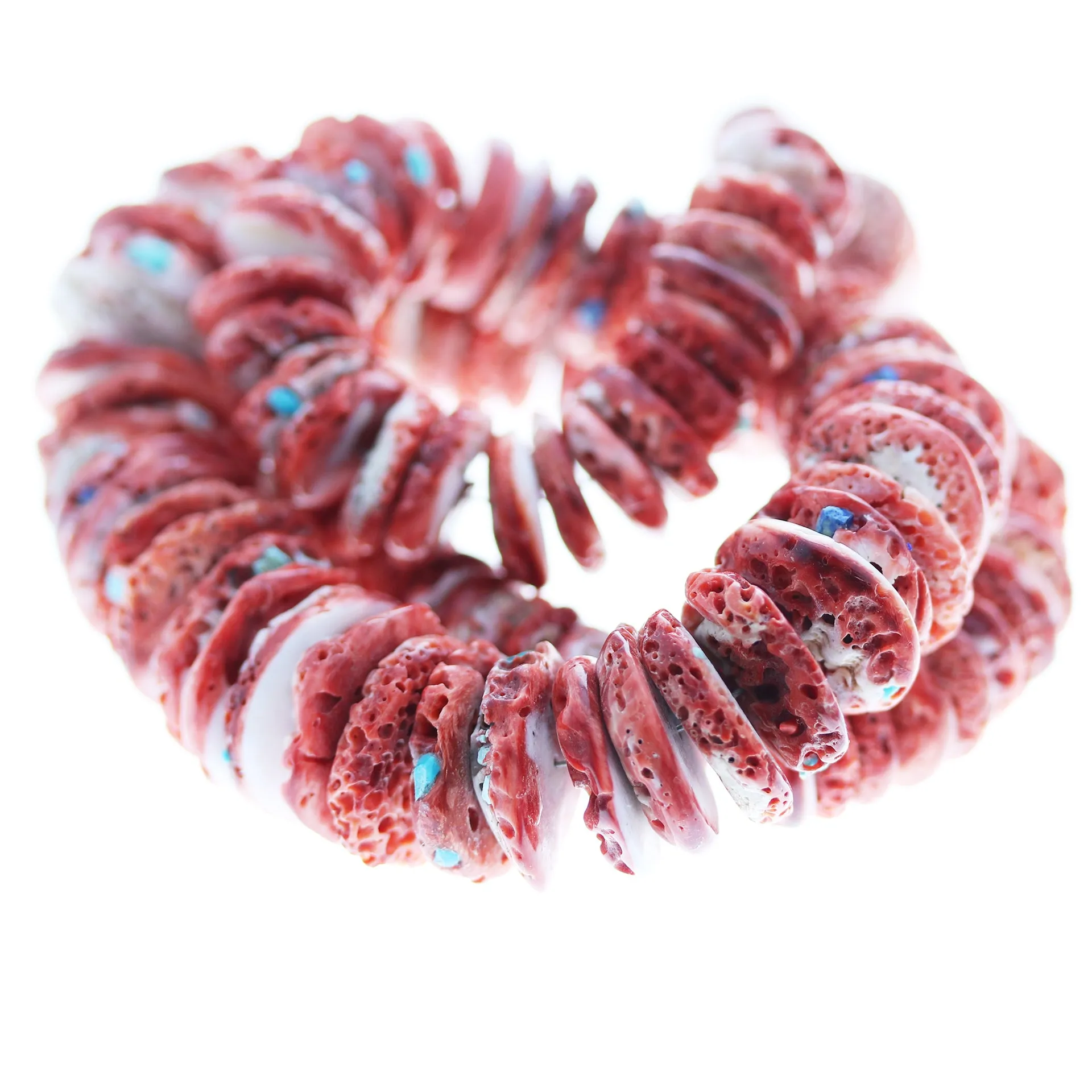 RED SPINY Oyster Beads Turquoise Accents 18mm