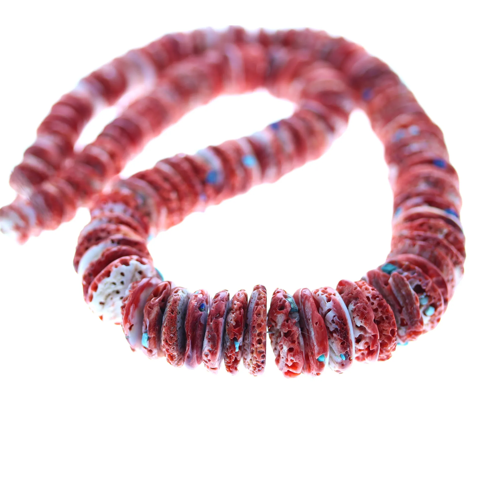 RED SPINY Oyster Beads Turquoise Accents 18mm