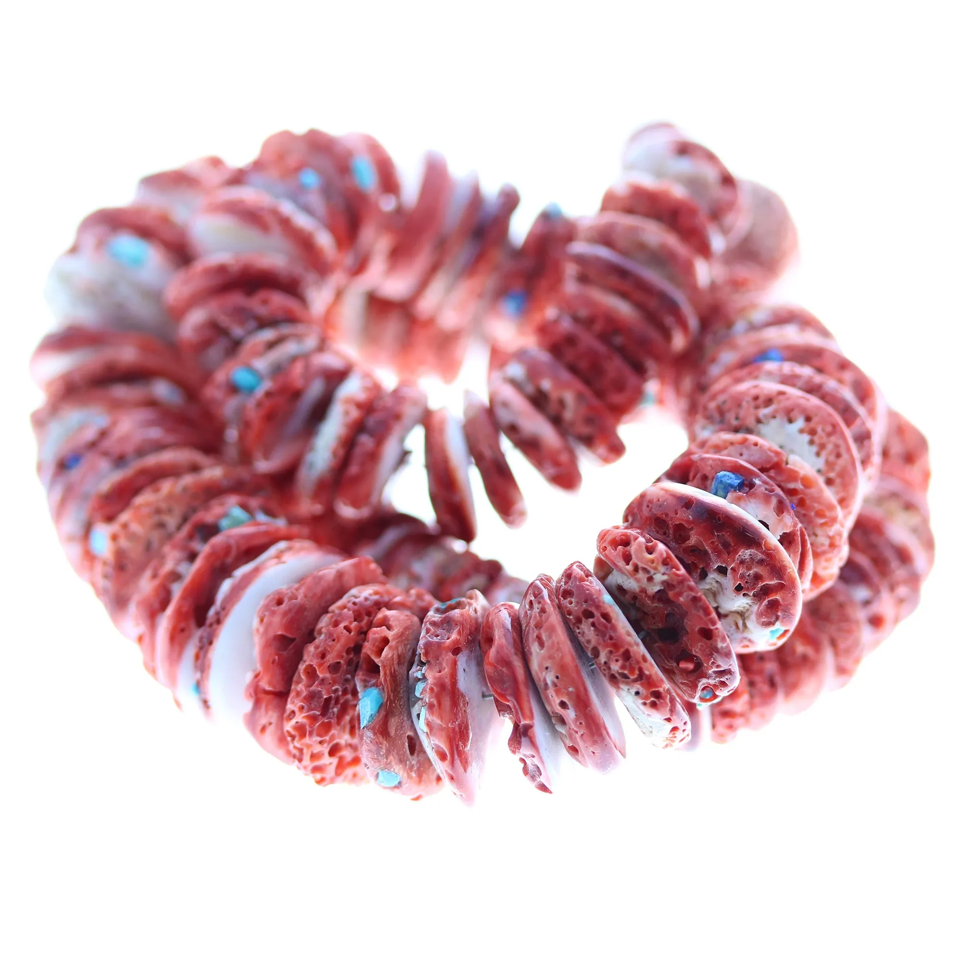 RED SPINY Oyster Beads Turquoise Accents 18mm