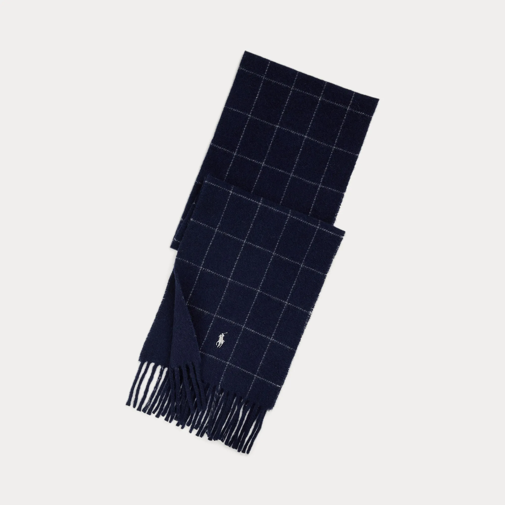 REVERSIBLE WINDOWPANE WOOL-BLEND SCARF