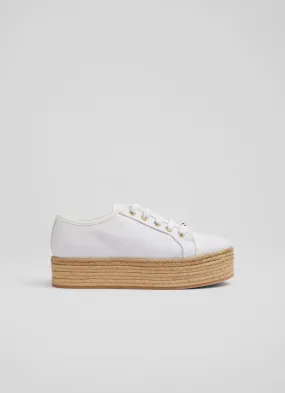 Rhys White Canvas Flatform Espadrille Sneakers, White