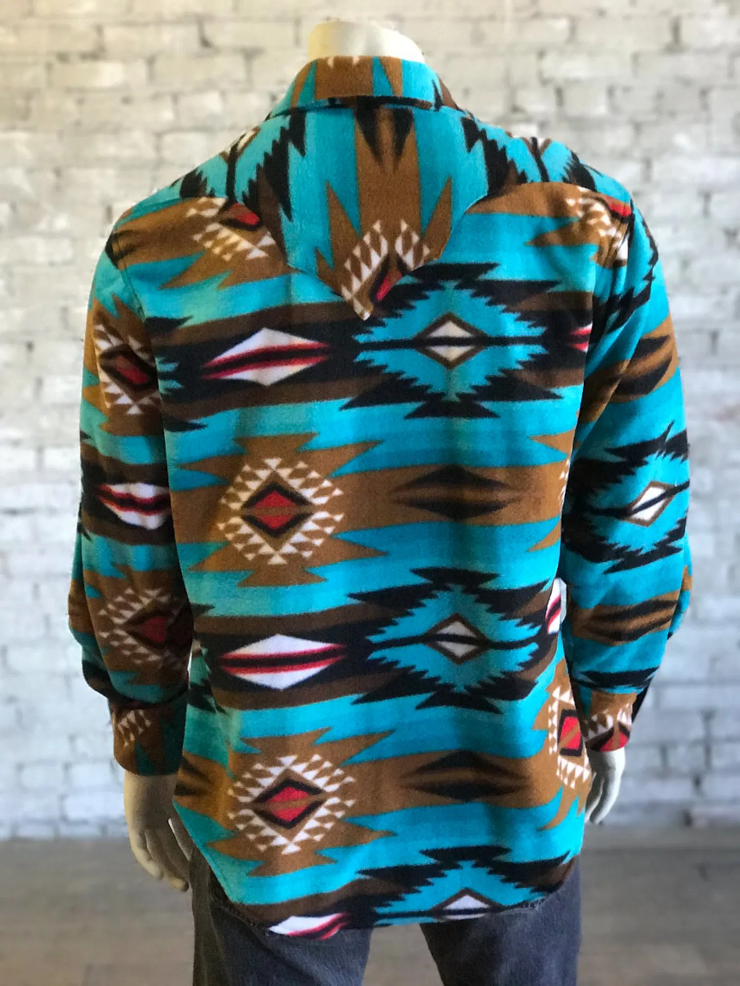 Rockmount Mens Turquoise Fleece Native Pattern Fleece Western L/S Shirt