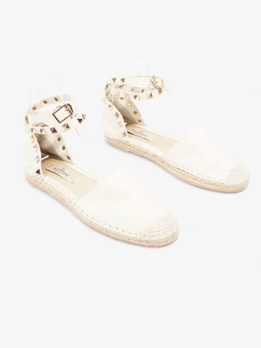 Rockstud Espadrille Cream Leather EU 38 UK 5