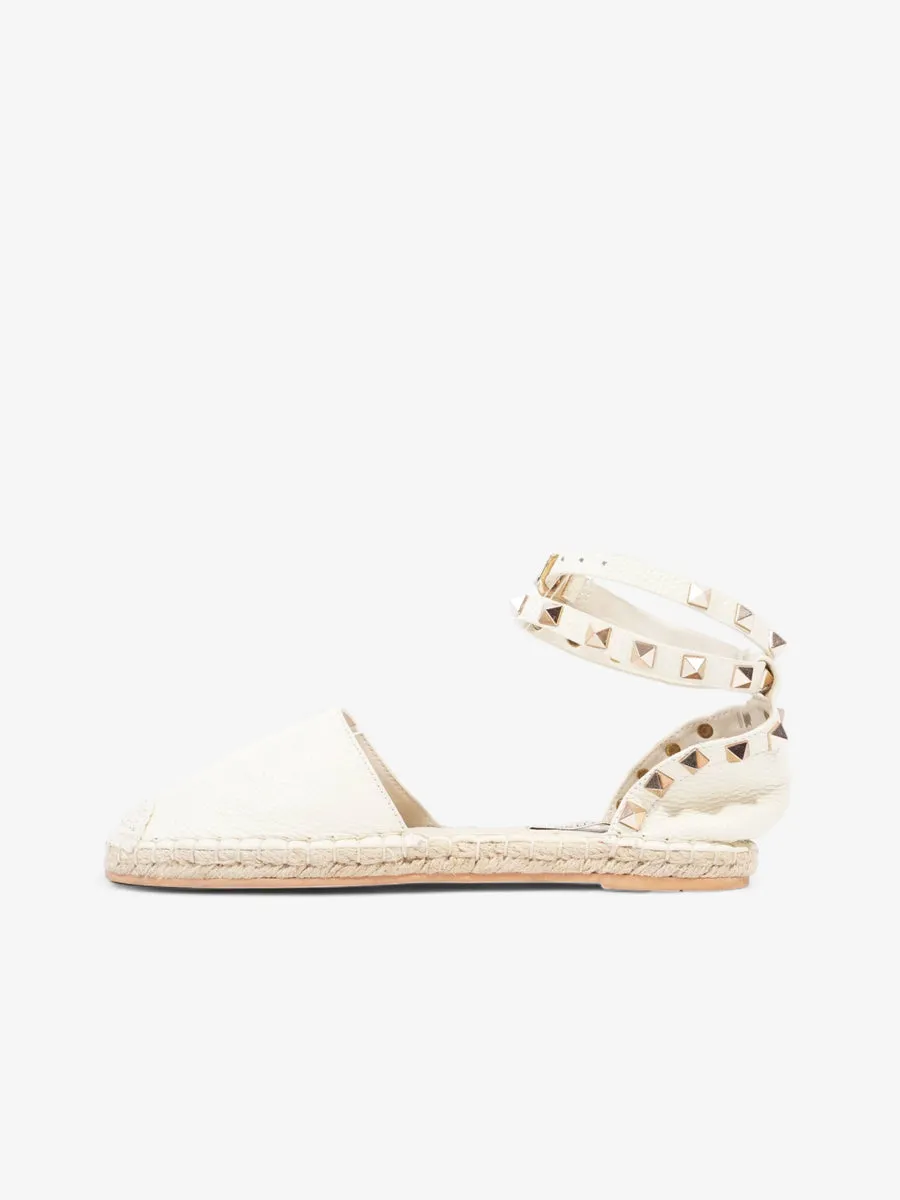 Rockstud Espadrille Cream Leather EU 38 UK 5