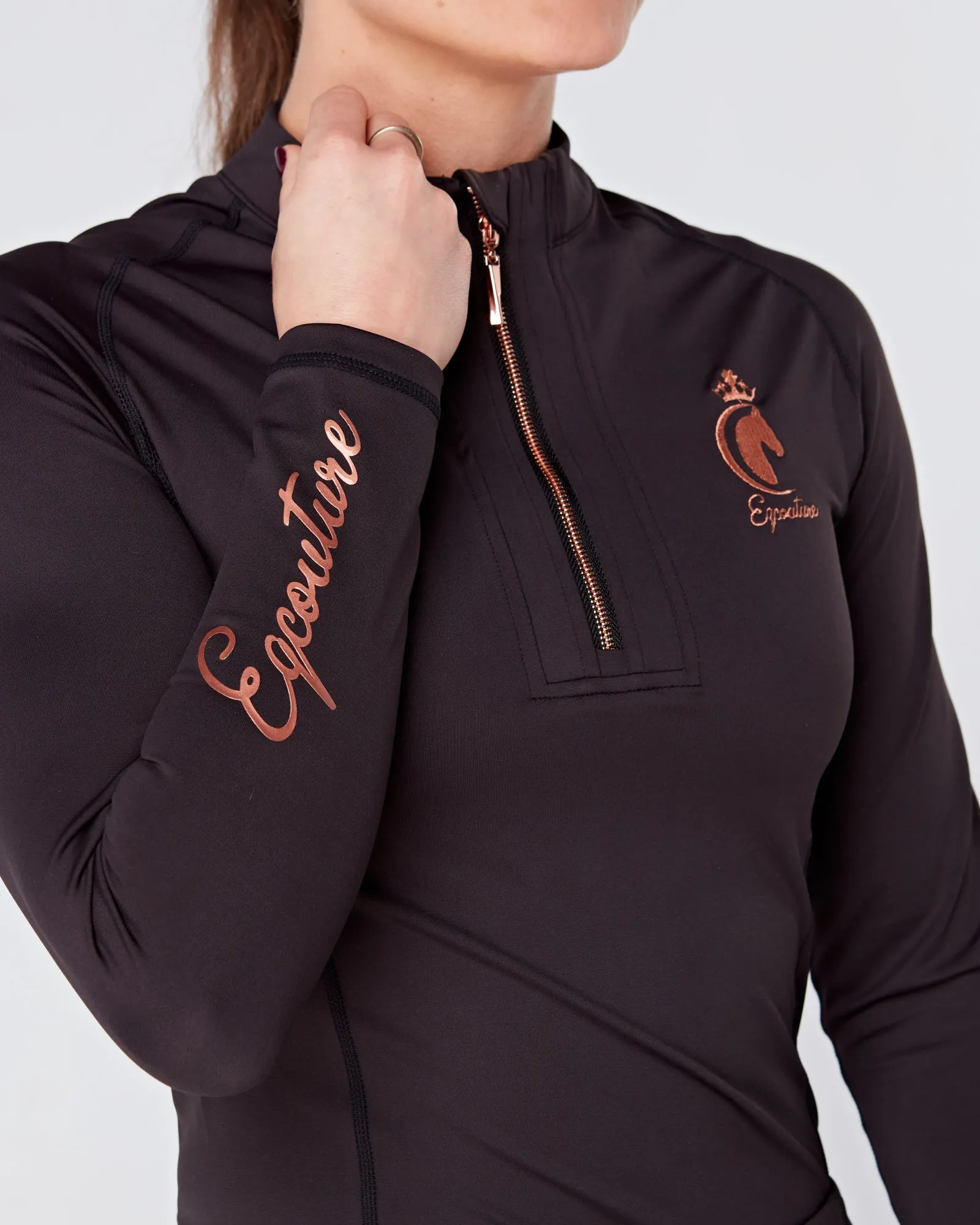 Rose Gold & Black Equestrian Technical Base Layer - BLACK/ROSE GOLD