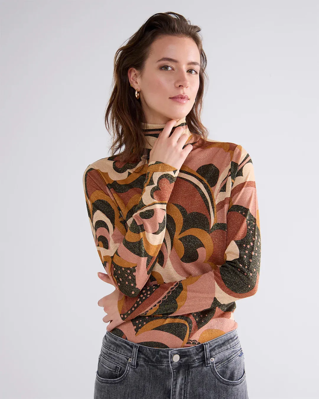 Sacs of Ashbourne   Summum Turtleneck with Large Flowers