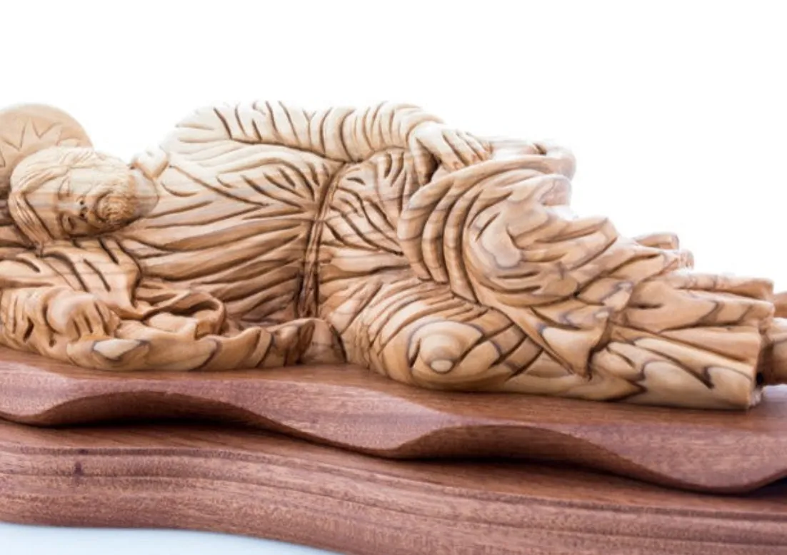 Saint Joseph Sleeping,  Wooden Sculpture 14.6, Olive Wood from Holy Land