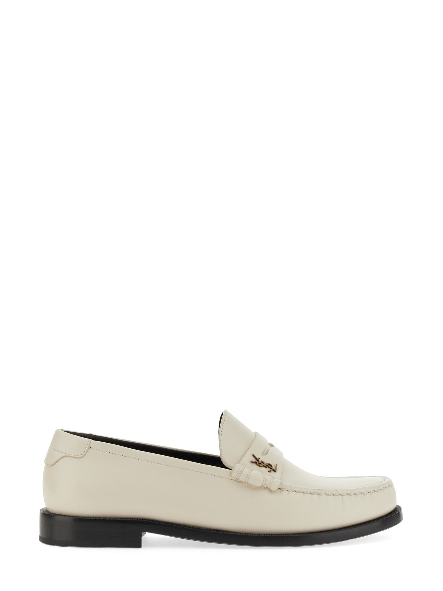 SAINT LAURENT    LEATHER LOAFER WITH MONOGRAM