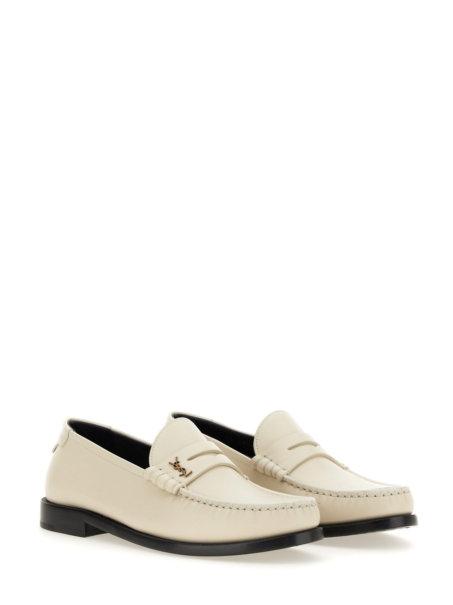 SAINT LAURENT    LEATHER LOAFER WITH MONOGRAM