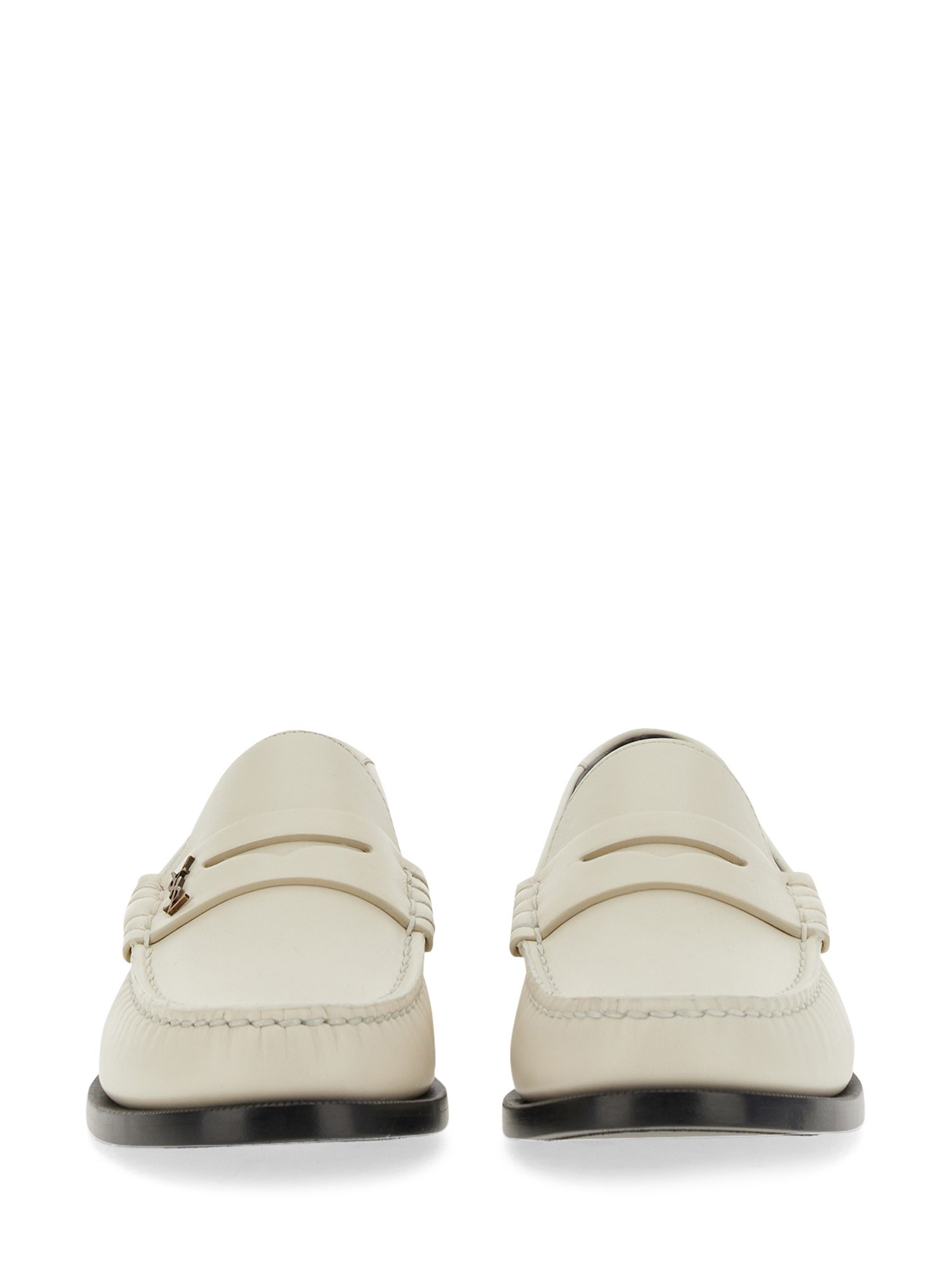 SAINT LAURENT    LEATHER LOAFER WITH MONOGRAM