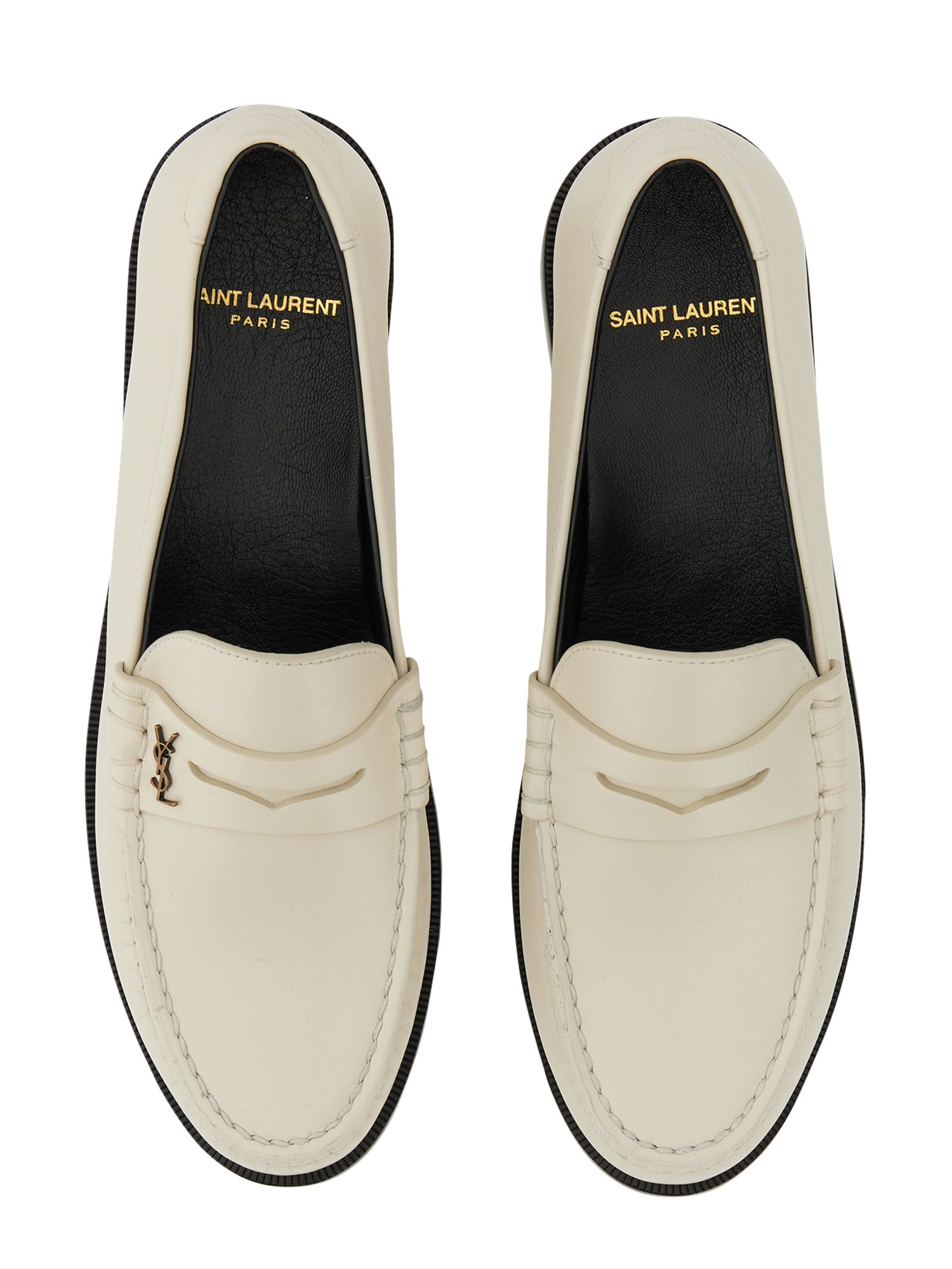 SAINT LAURENT    LEATHER LOAFER WITH MONOGRAM