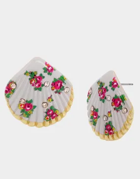 SHELL YEAH FLOWER SHELL STUDS WHITE