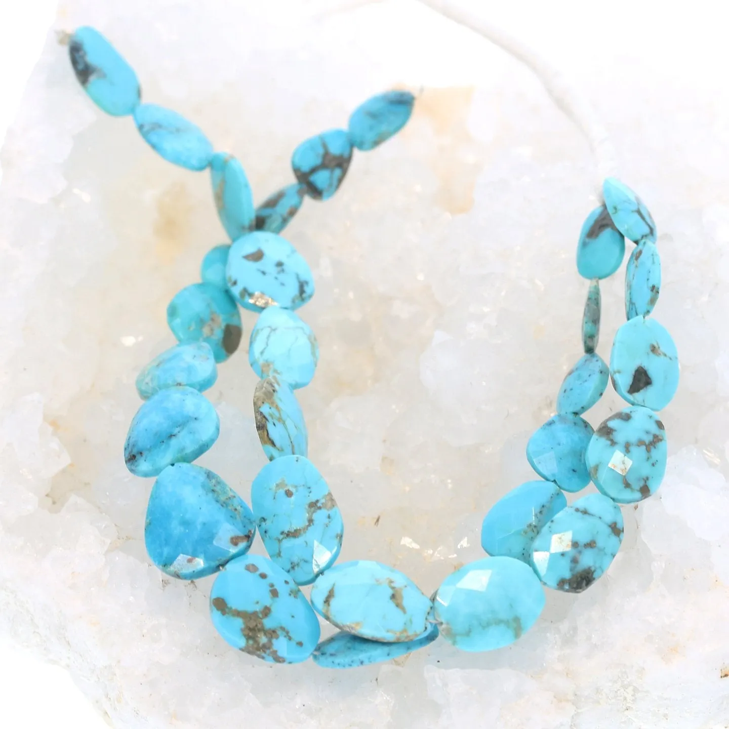 Sleeping Beauty Turquoise Beads Faceted Free Forms Large 8.25