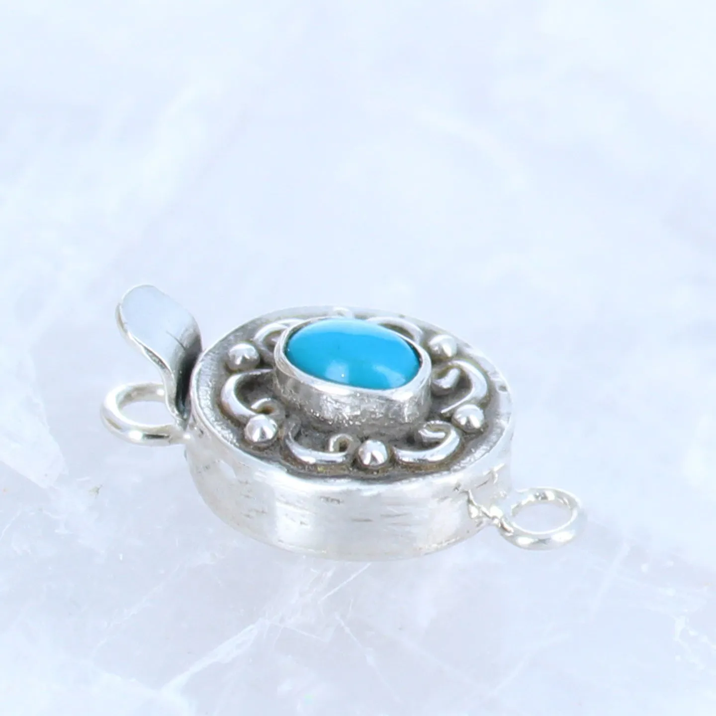 Sleeping Beauty Turquoise Clasp Sky Blue Wire Design Oval