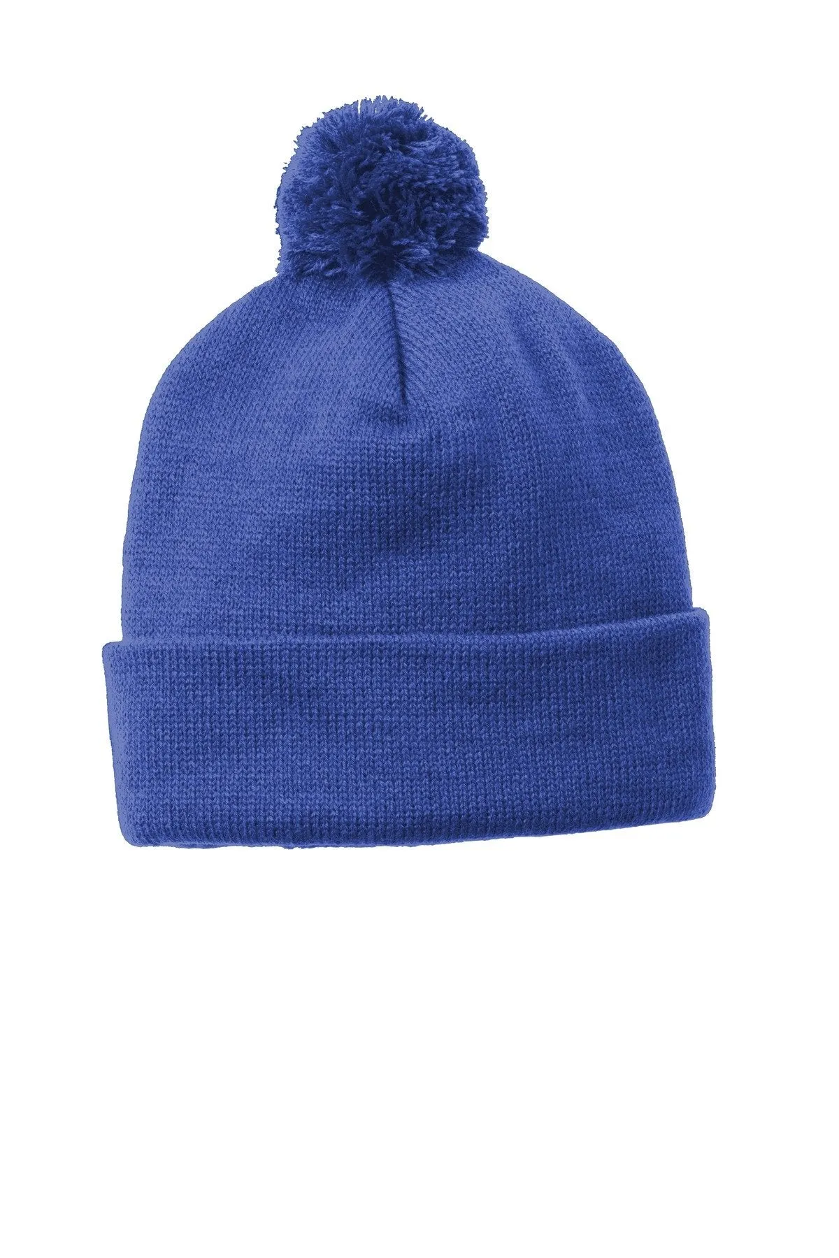 Sport-Tek Solid Pom Pom Beanie STC37 True Royal