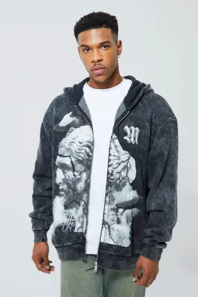 Statue Graphic Wash Zip Hoodie