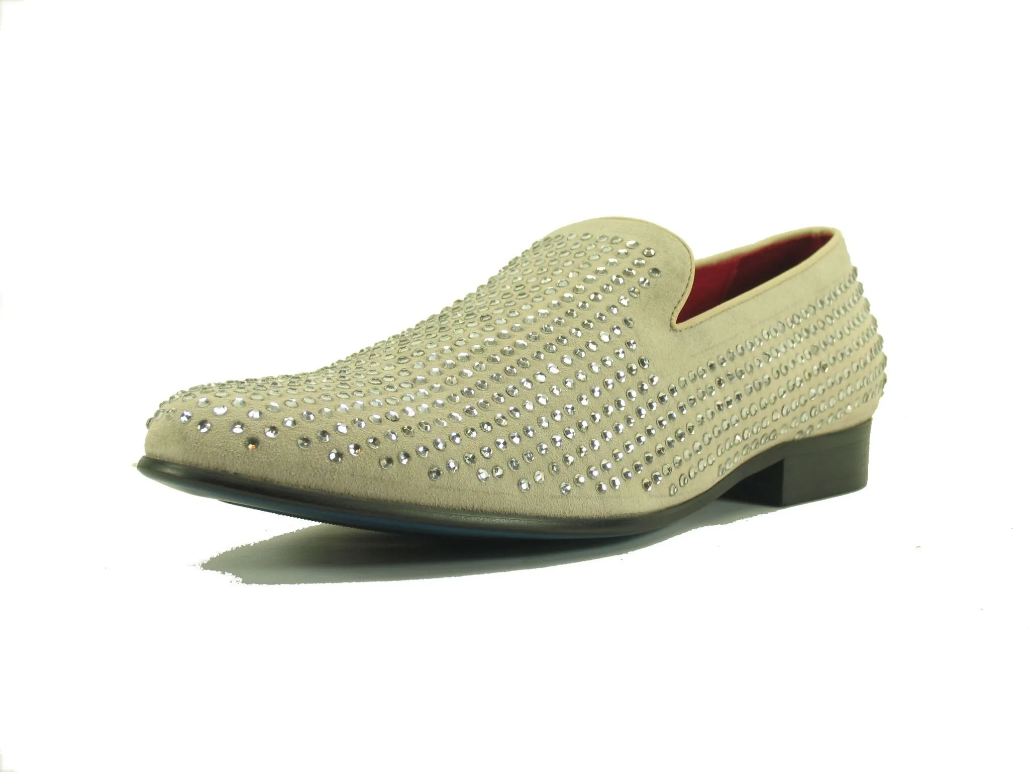 Studded Suede Slip-On Loafer Bone