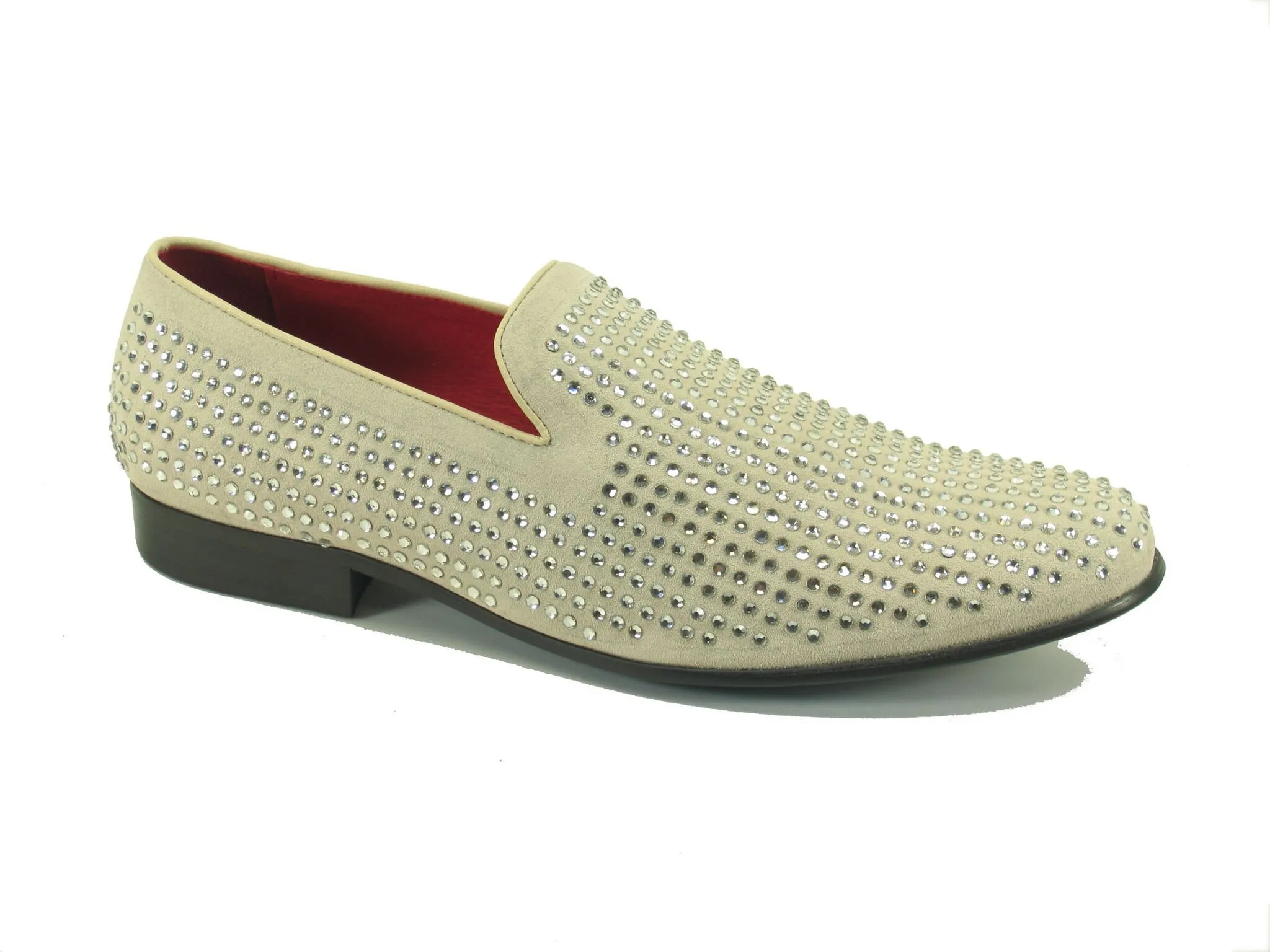 Studded Suede Slip-On Loafer Bone