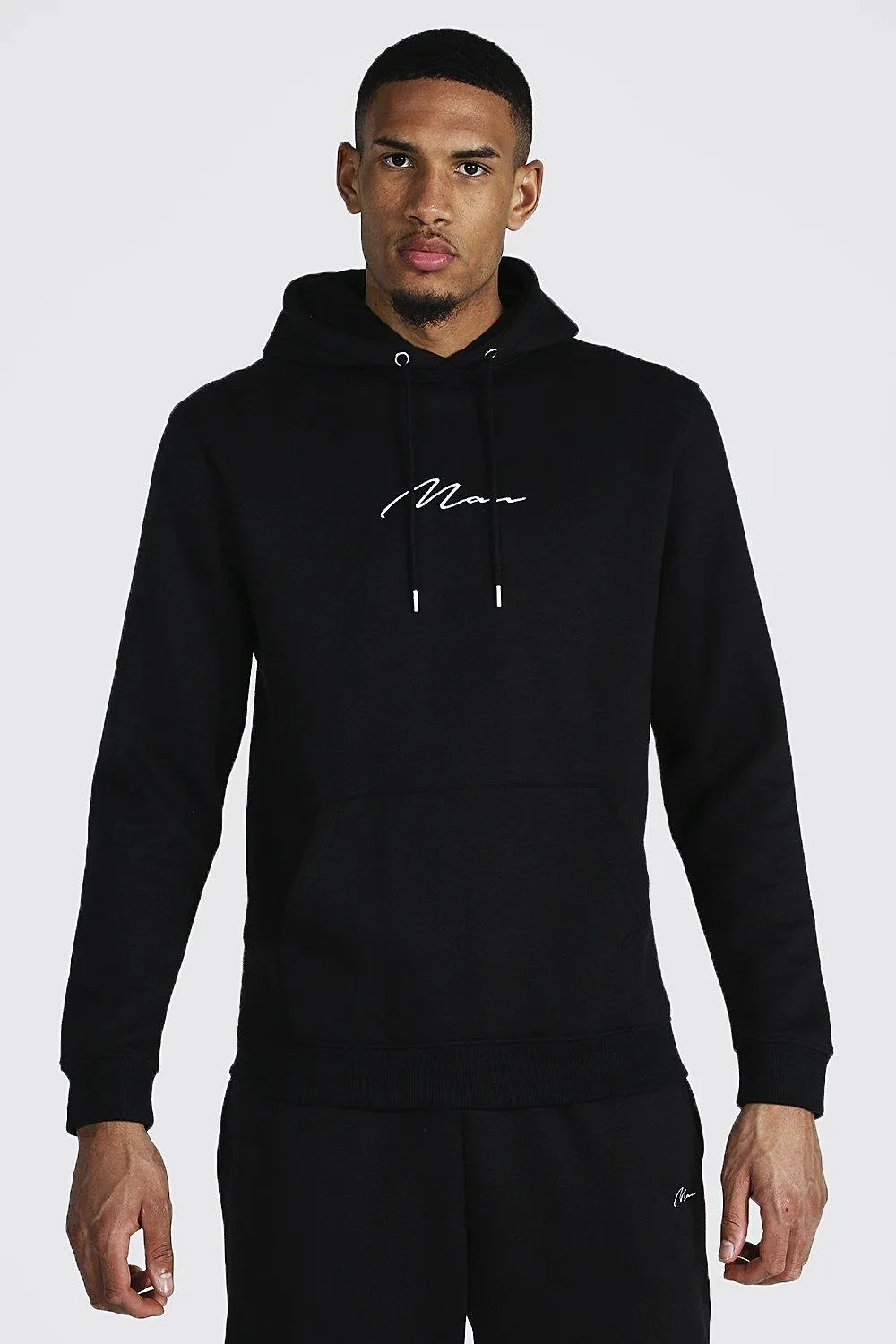 Tall Man Script Regular Hoodie | boohooMAN UK