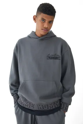 Tall Oversized Boxy Homme Embroidered Hoodie