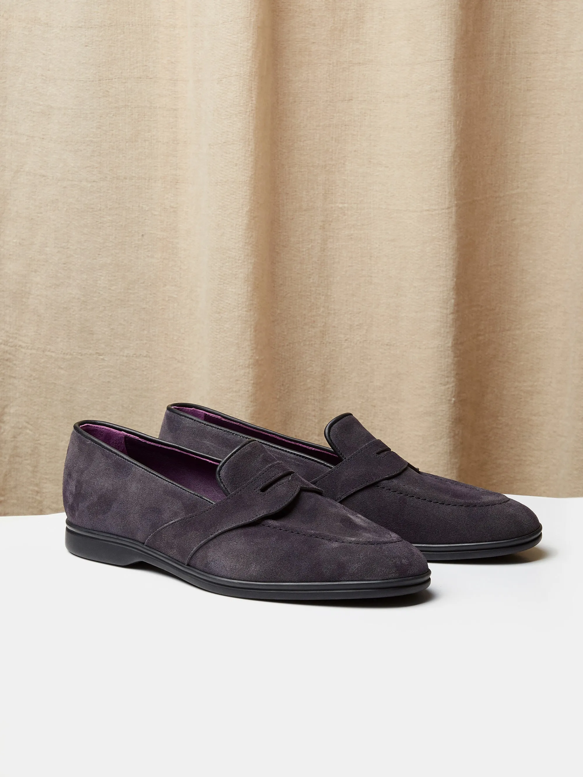 The Caledonian Loafer in Charcoal Camouflage Suede