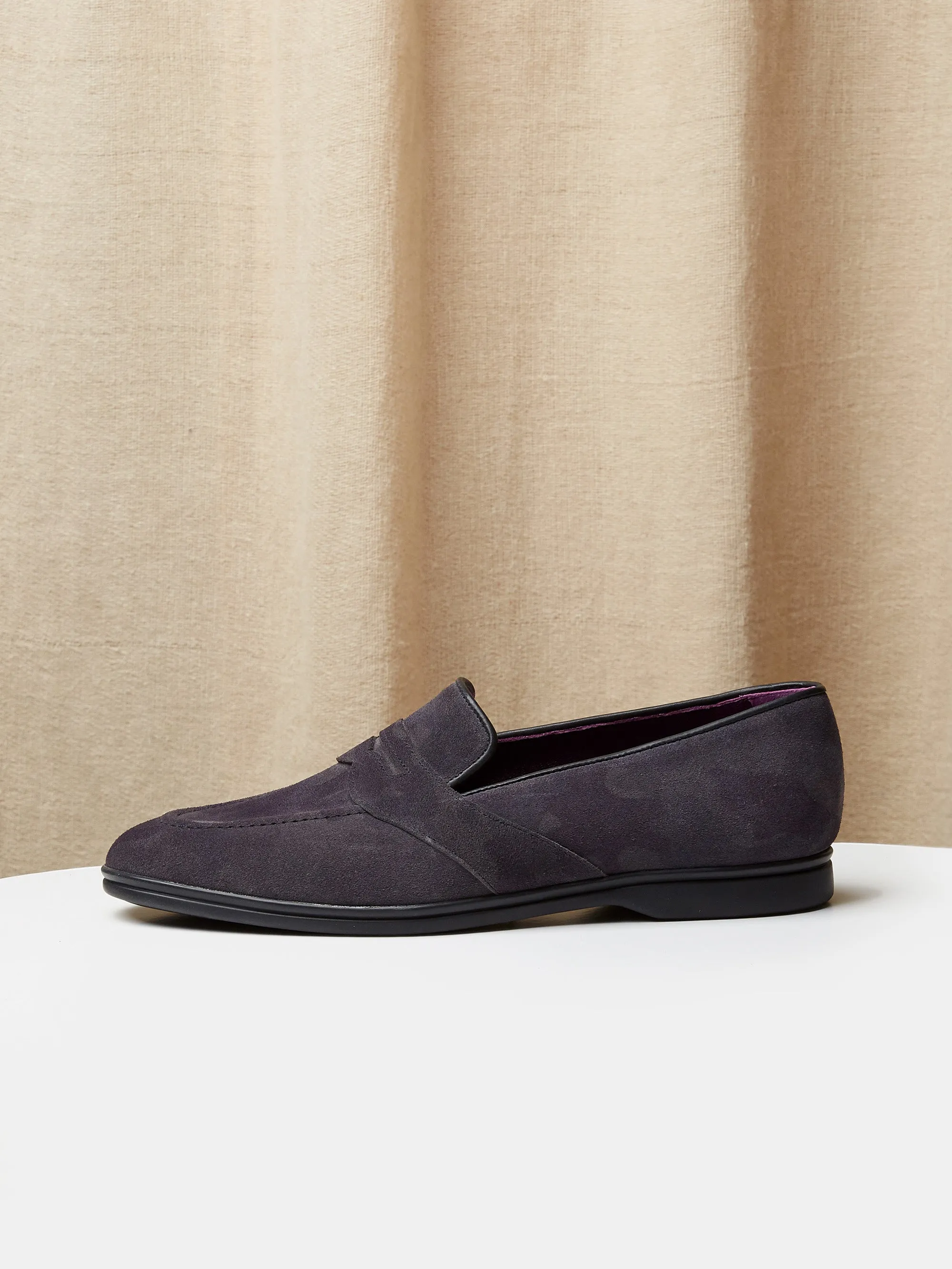 The Caledonian Loafer in Charcoal Camouflage Suede