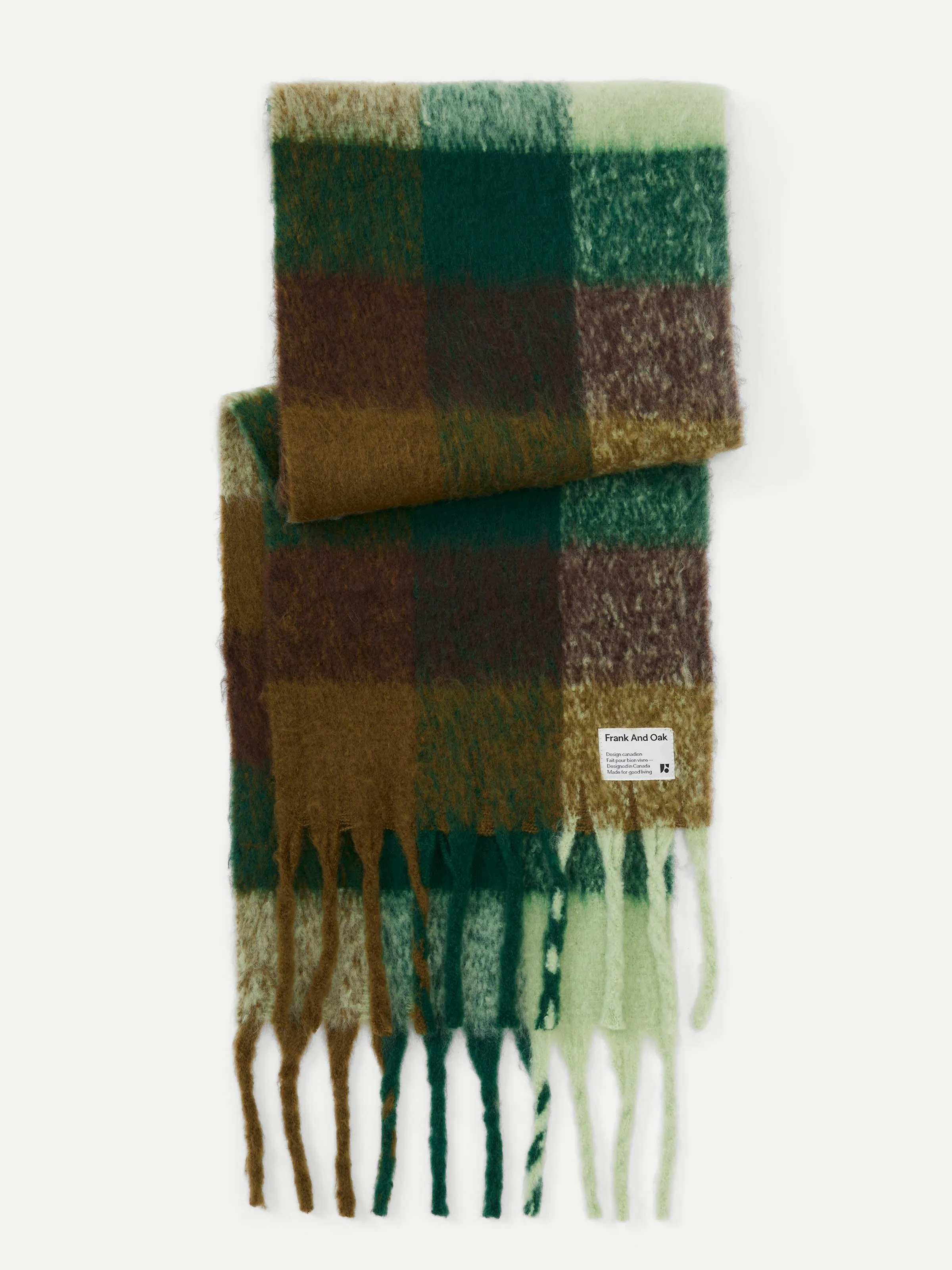 The Check Fuzzy Scarf in Bottle Green