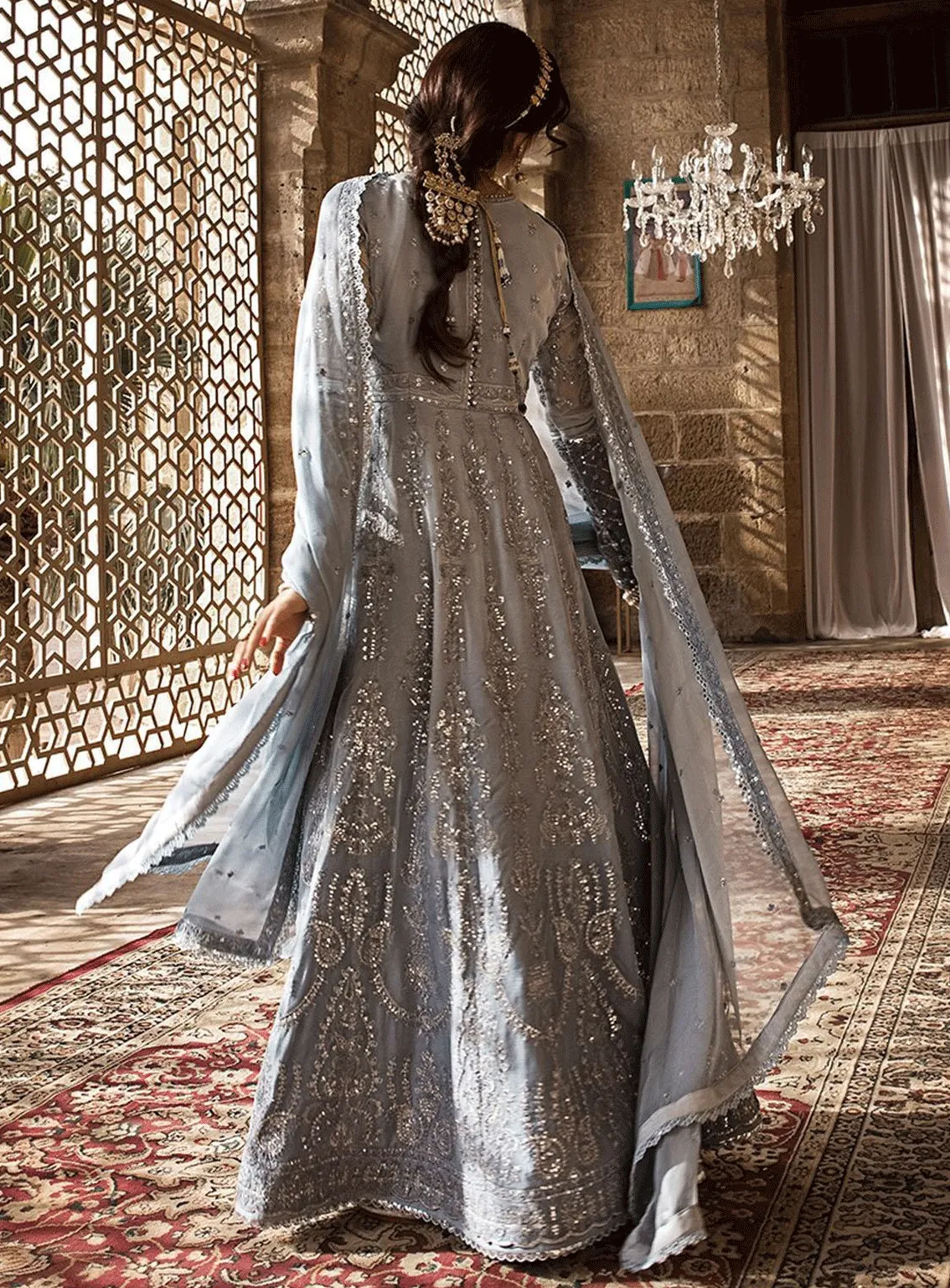 The Mughal Queen by Asim Jofa Embroidered Chiffon Unstitched 3 Piece Suit - AJ23MQ AJMQ-08