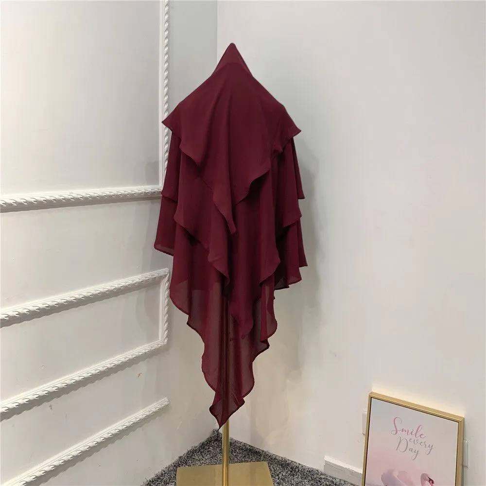 Three layer khimar - Red Burgundy