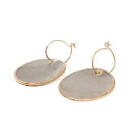 Tiny Hoops with Dangling Circle Shell GoldPlated