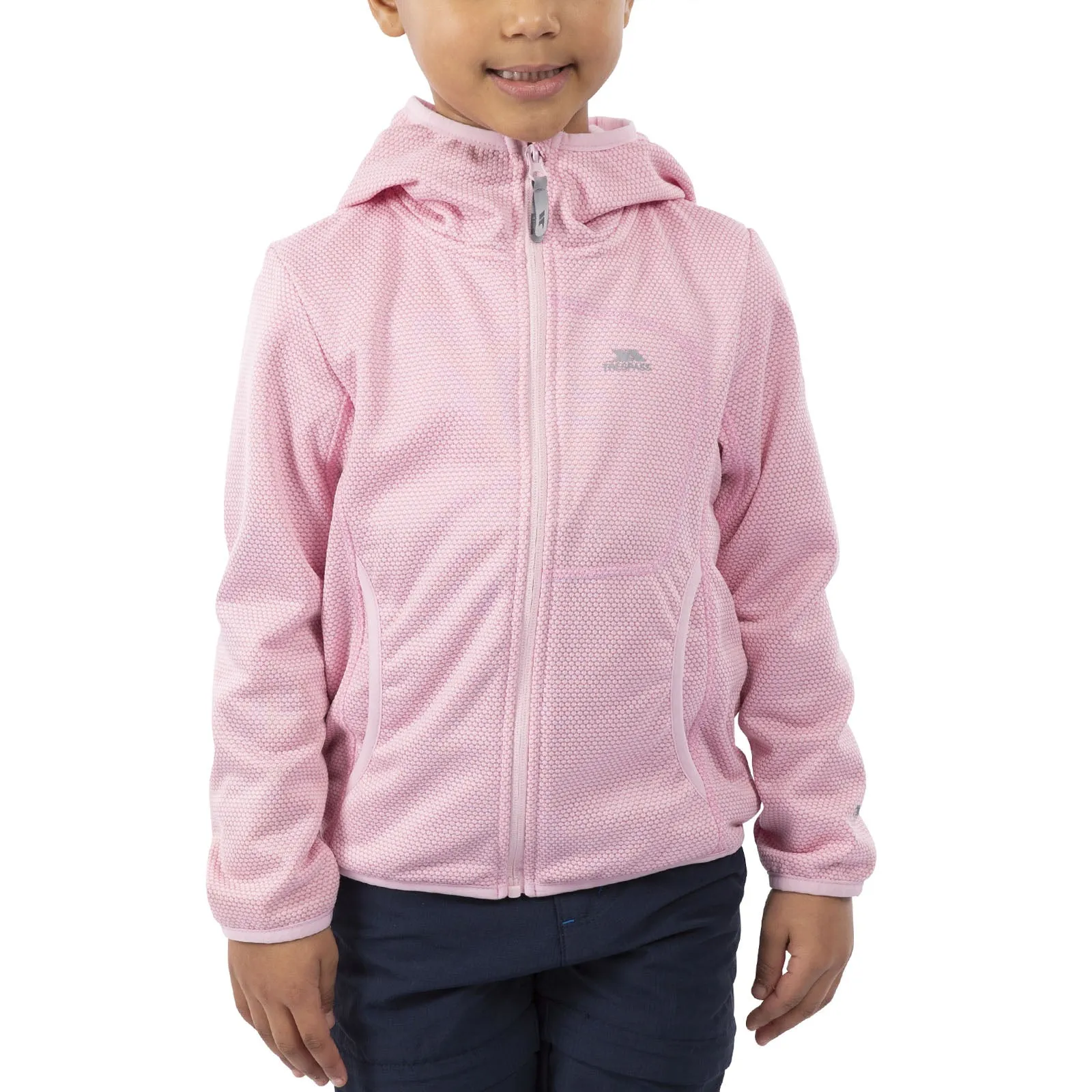 Trespass Kids Shove AT200 Full Zip Hooded Fleece Jacket - Pale Pink