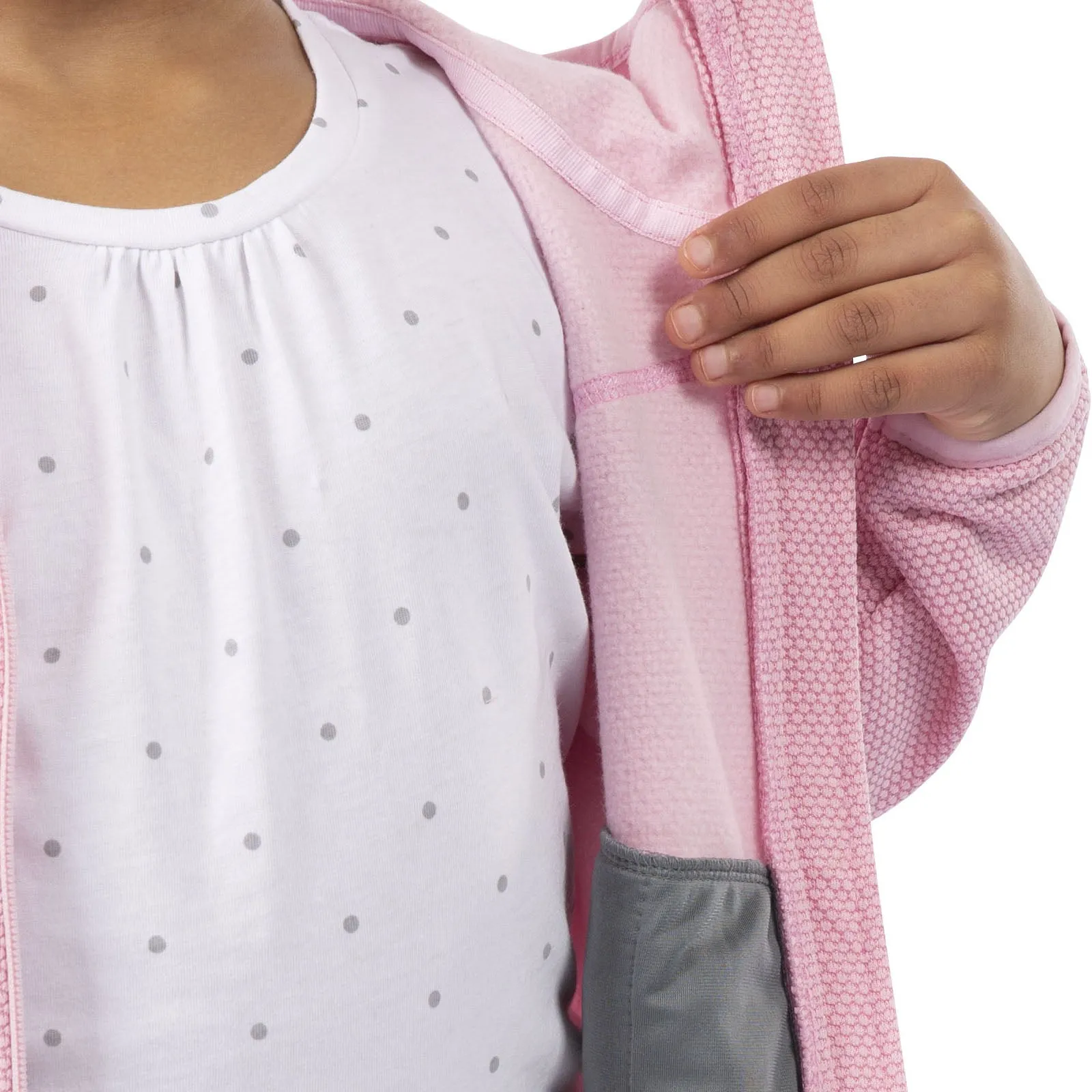 Trespass Kids Shove AT200 Full Zip Hooded Fleece Jacket - Pale Pink