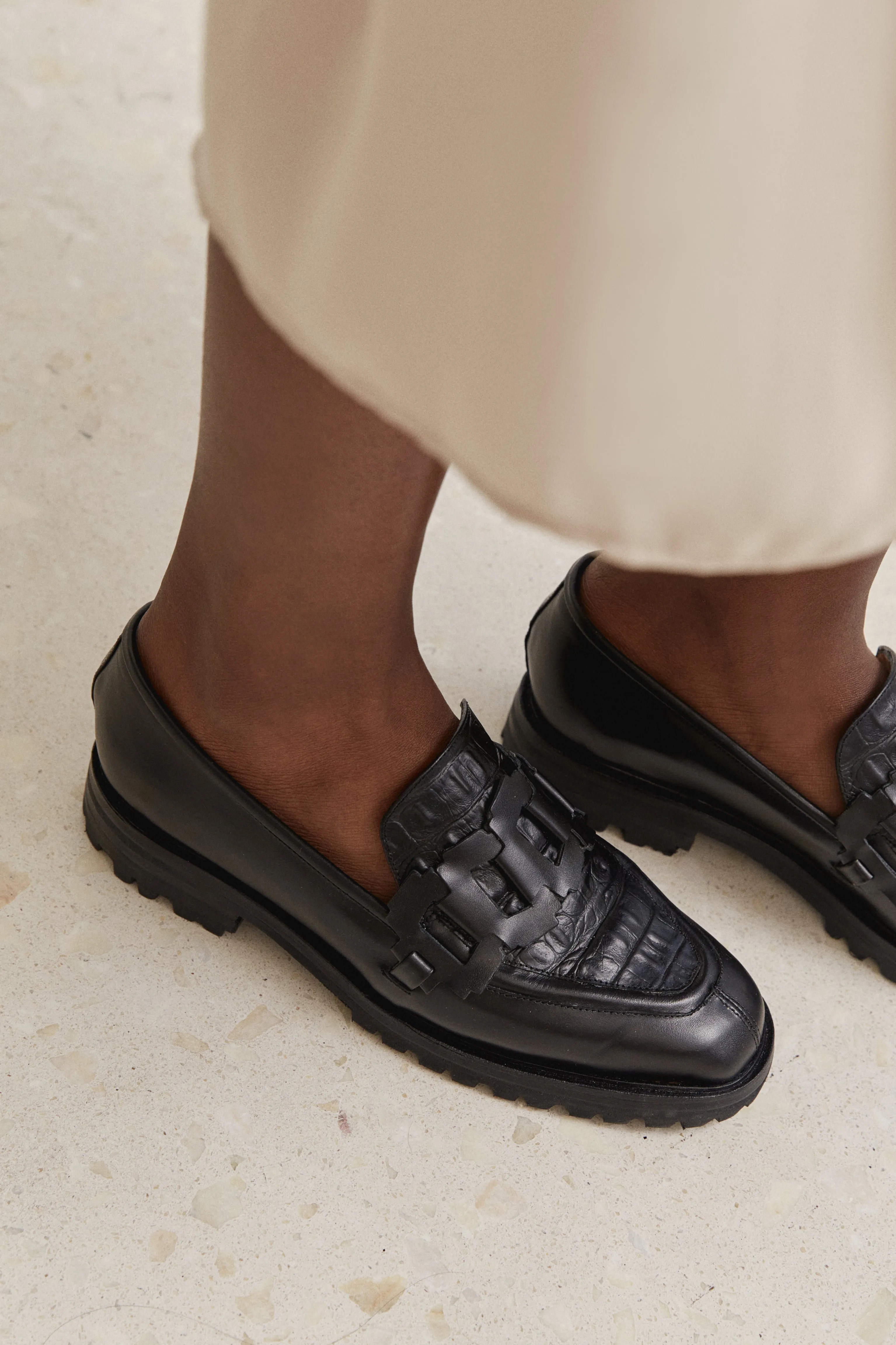 Trini Loafer in Black + Croco Size 41