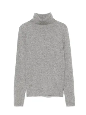 Turtleneck cashmere sweater, heather melange grey