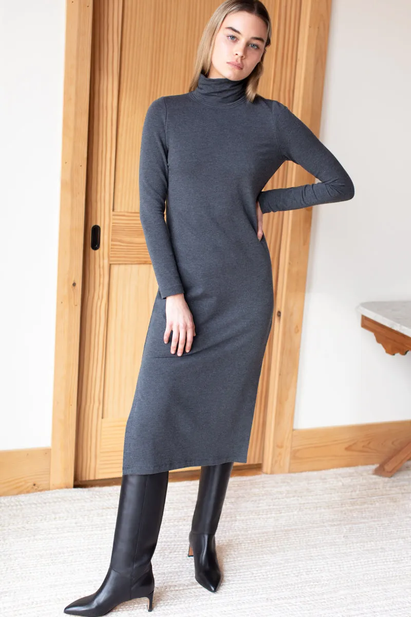 Turtleneck Dress - Charcoal Mix