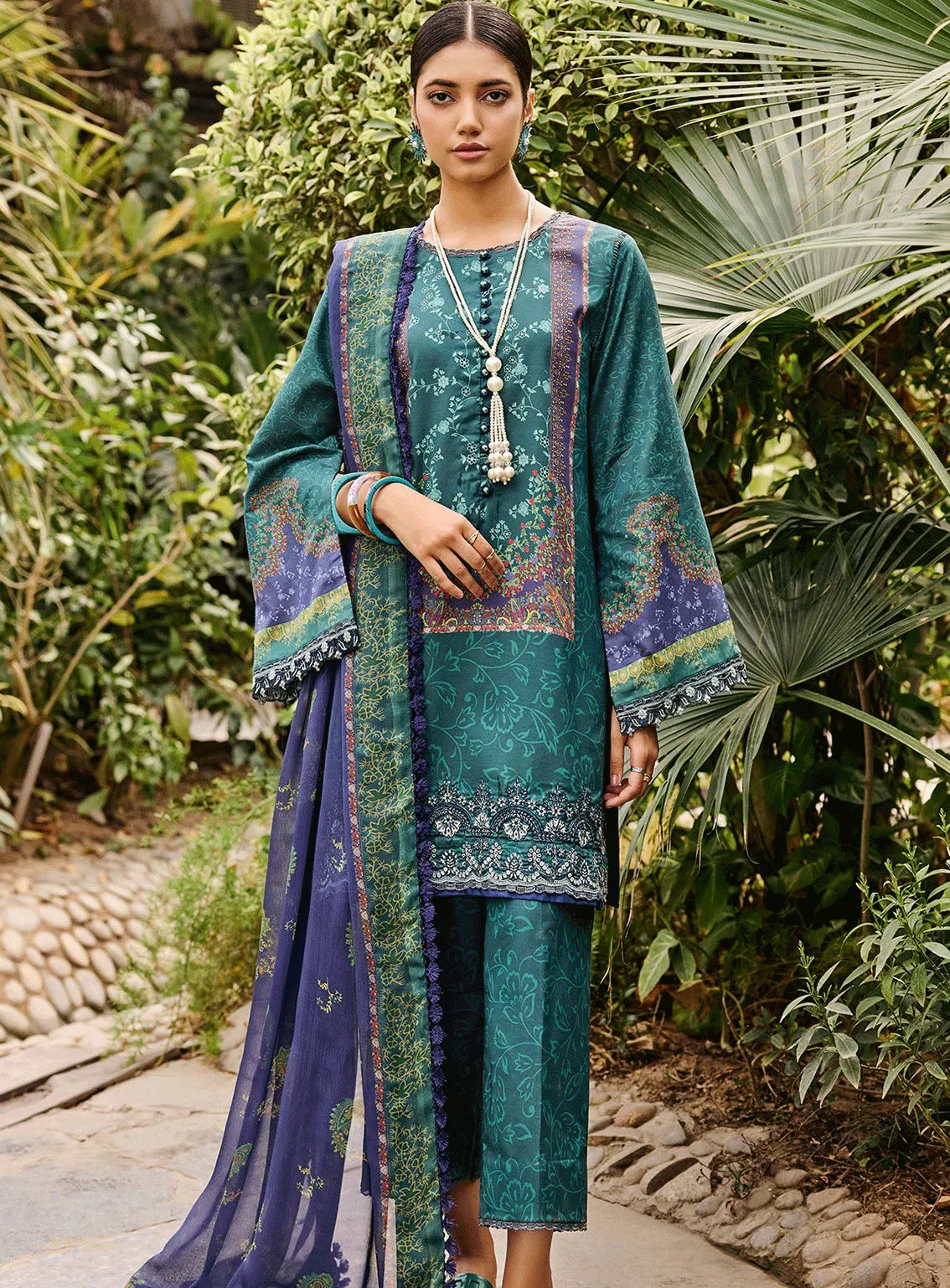 Umang By Motifz Embroidered Lawn Unstitched 3 Piece Suit - MTF23UL 3528 PERIWINKLE