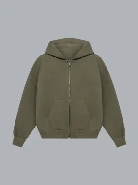 V2 Pigment Zipped Hoodie Army Green