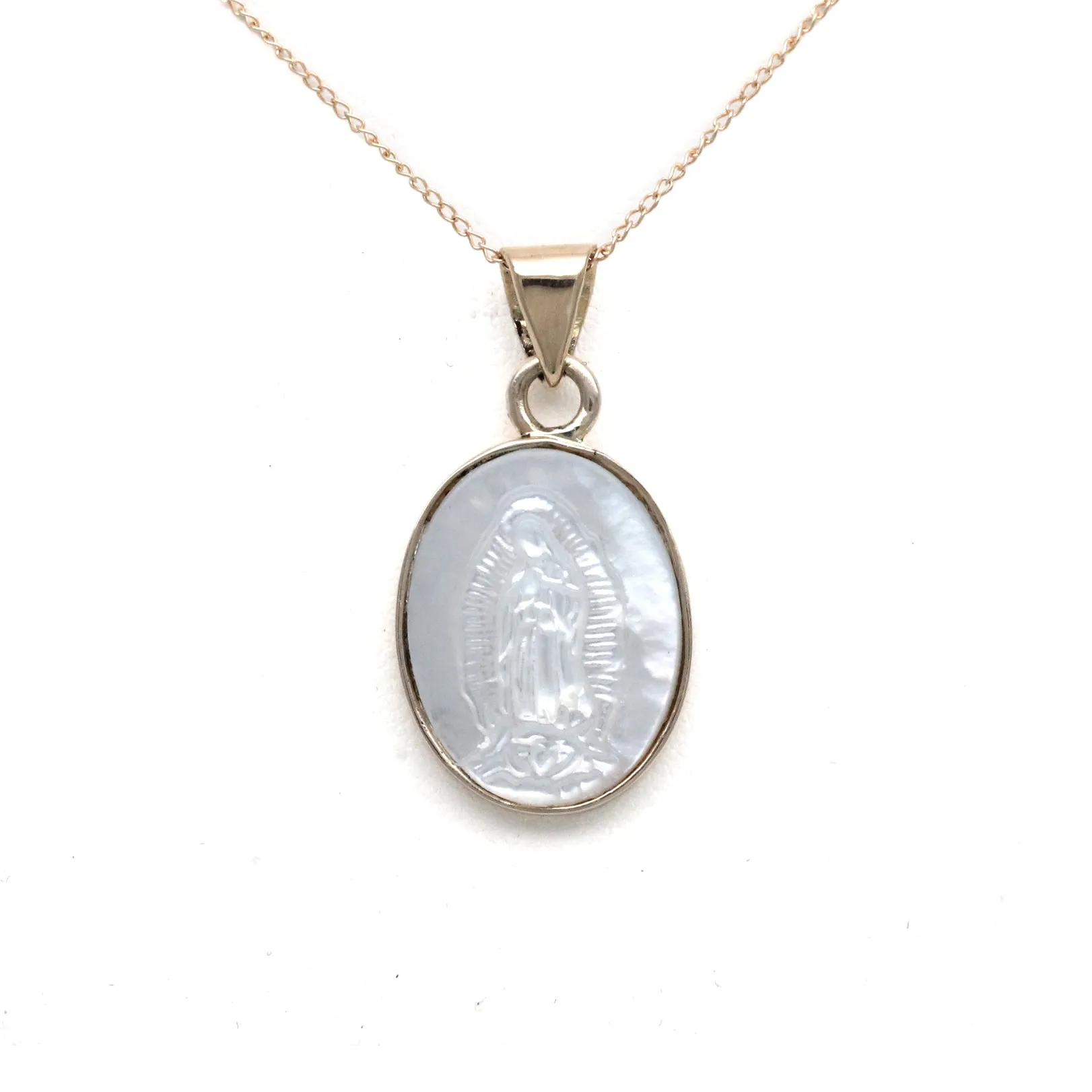 Virgen de Guadalupe 14K Yellow Gold & Shell Medal