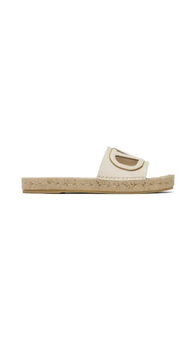 Vlogo Cut-out Calfskin Espadrille Sildes - Ivory