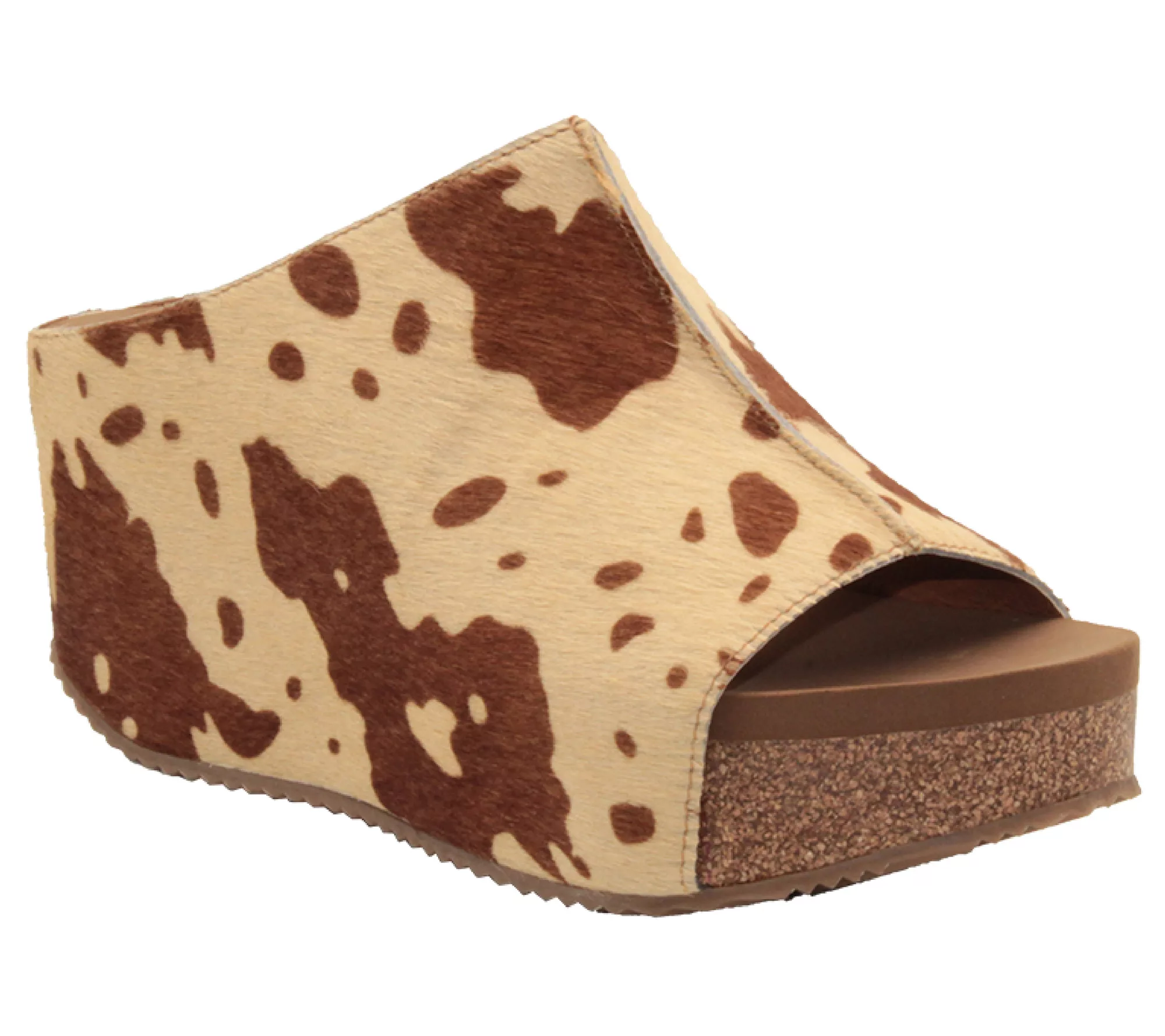 Volatile Carrier Cow Peep Toe Wedge Sandal